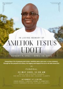 Aniefiok Festus Udott, August 9, 1961 – April 15, 2025