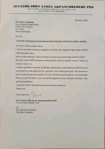 Senator Akpanudoedehe resigns from NNPP, says decision personal