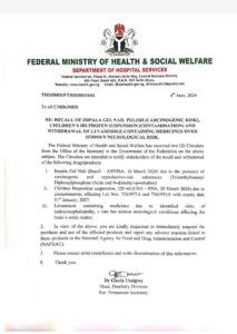 FG orders recall of contaminated Ibuprofen, hazardous medicines