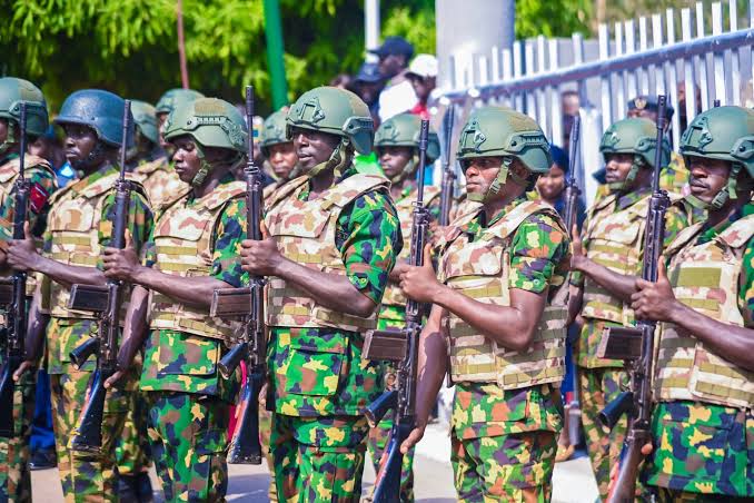 Photograph of Nigerian soldiers in a parade