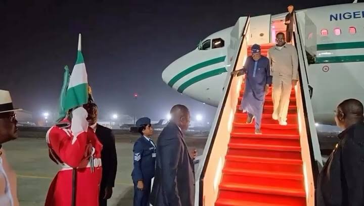 Picture of Tinubu returning to the country